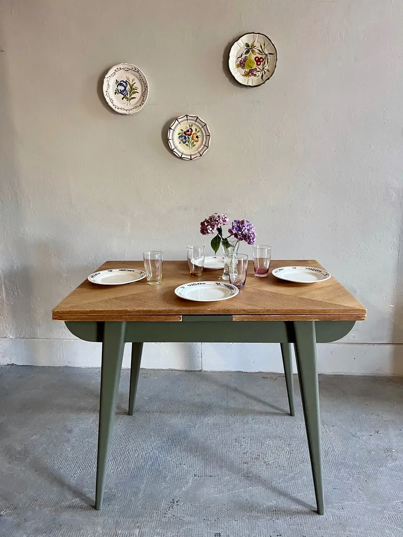 Table pieds compas avec allonges