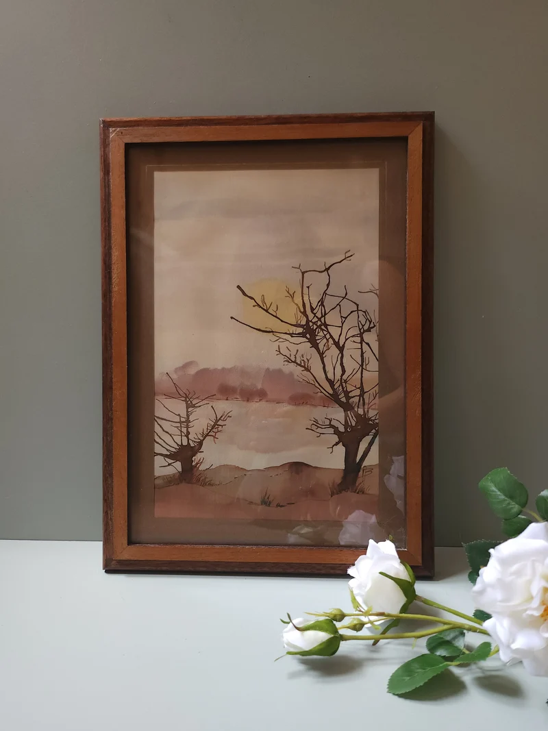 Cadre avec peinture sur soie
