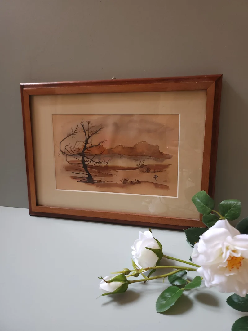 Cadre avec peinture sur soie