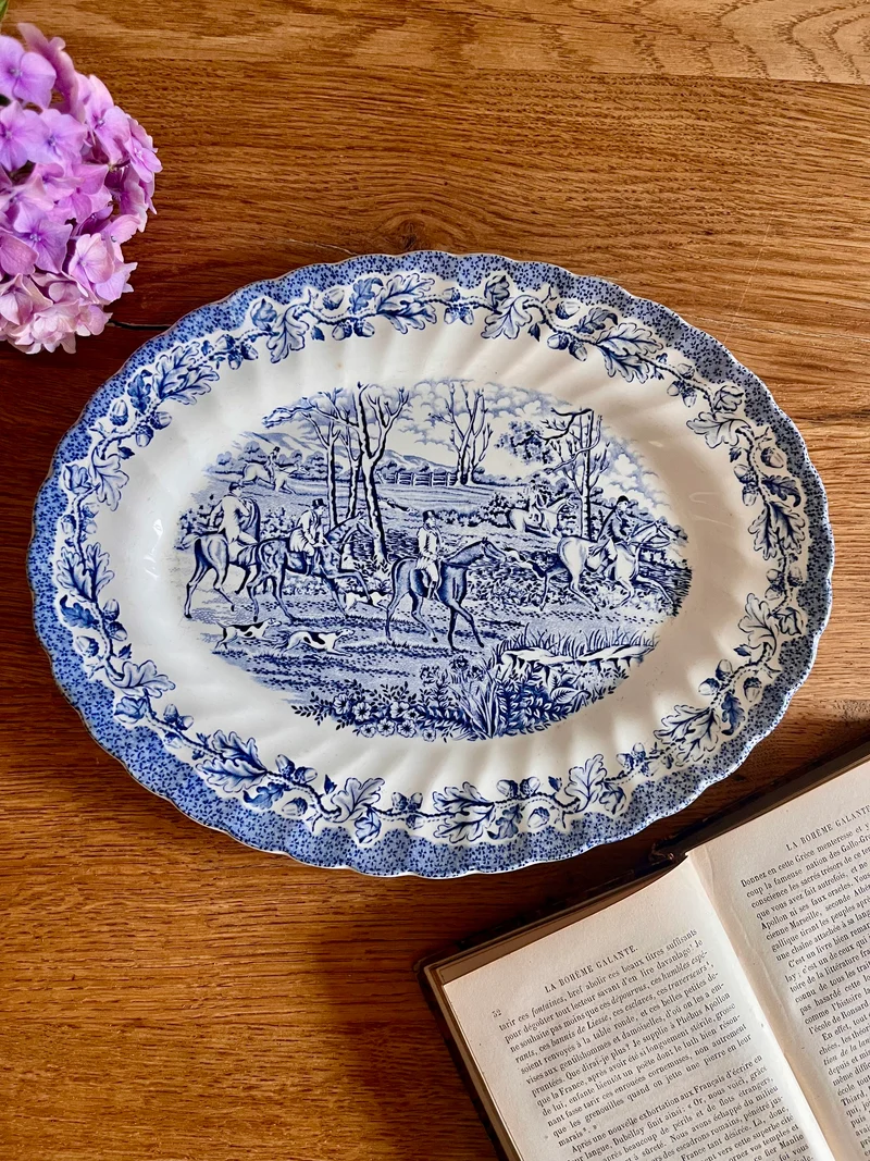 Plat de service anglais décor champêtre