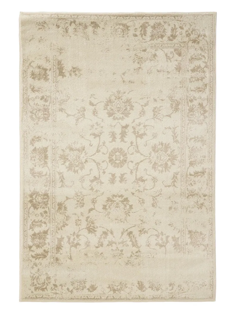 Tapis vintage motif floral beige 140x200 cm