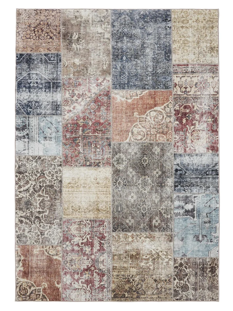 Tapis patchwork vintage multicolore lavable 60x120 cm