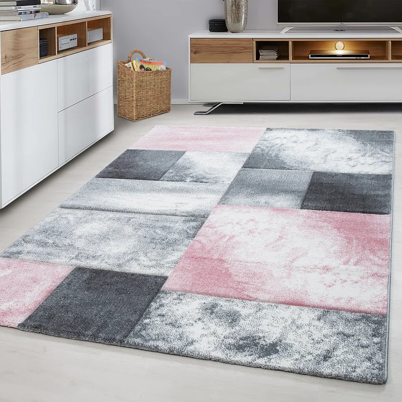 HAWAII - Tapis de salon à motif géométrique rose - HAW1710ROS