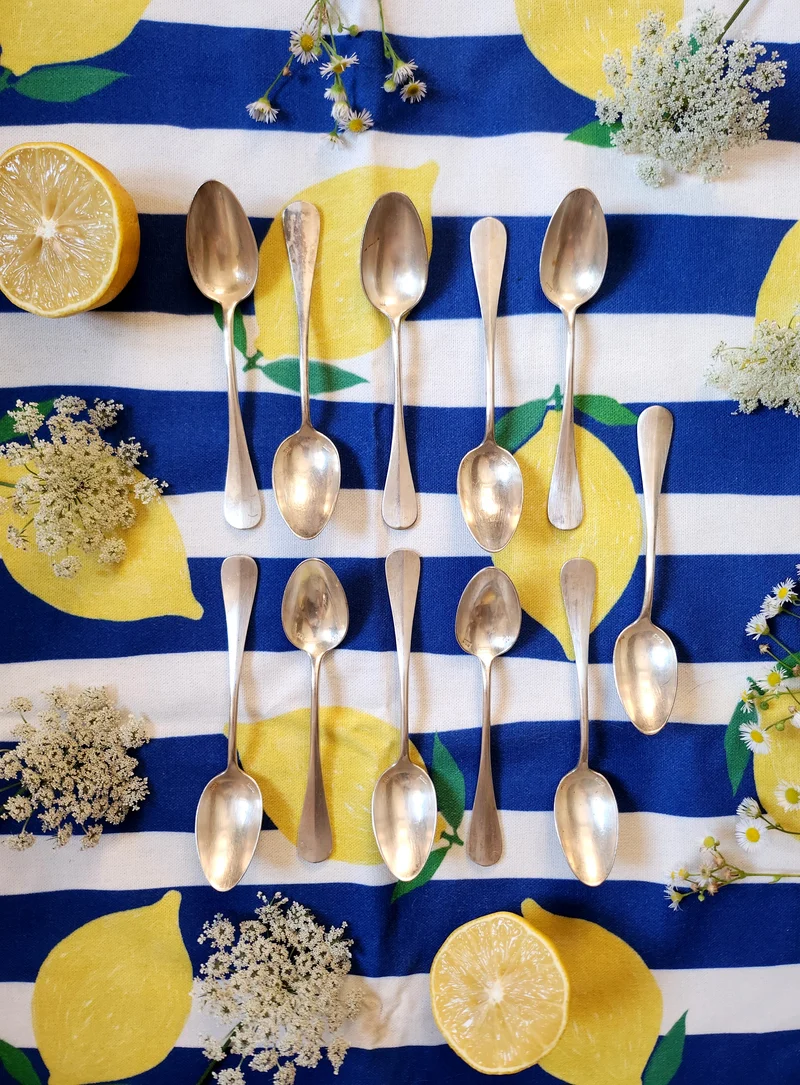 Cuillère à dessert en métal argenté-lot de 11
