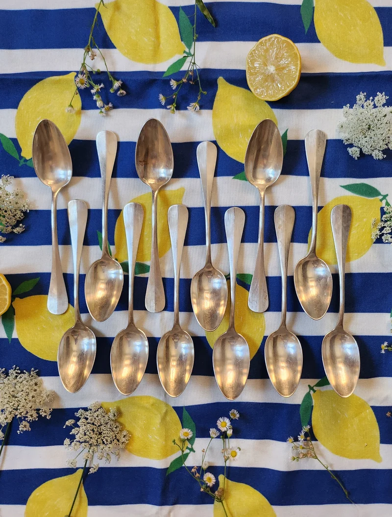Cuillère à soupe en métal argenté- lot de 12