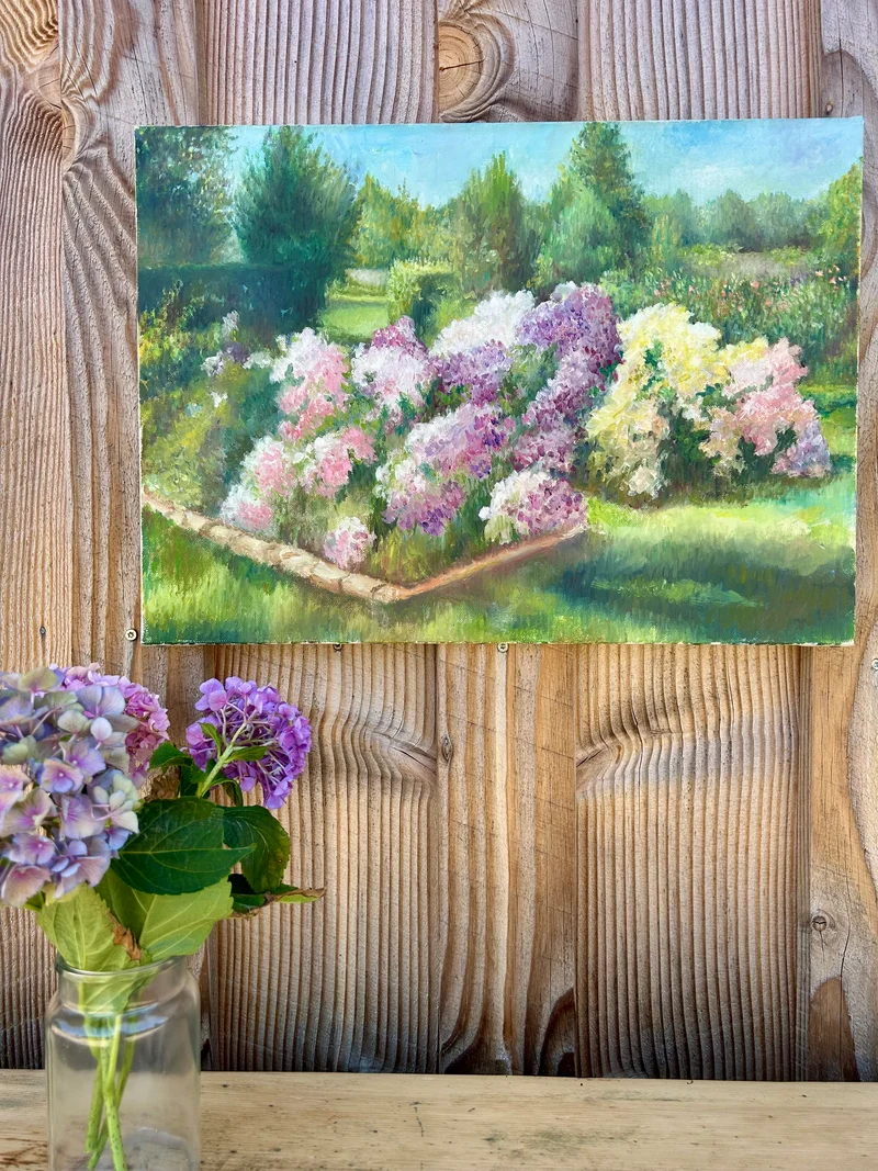 Huile sur toile jardin floral