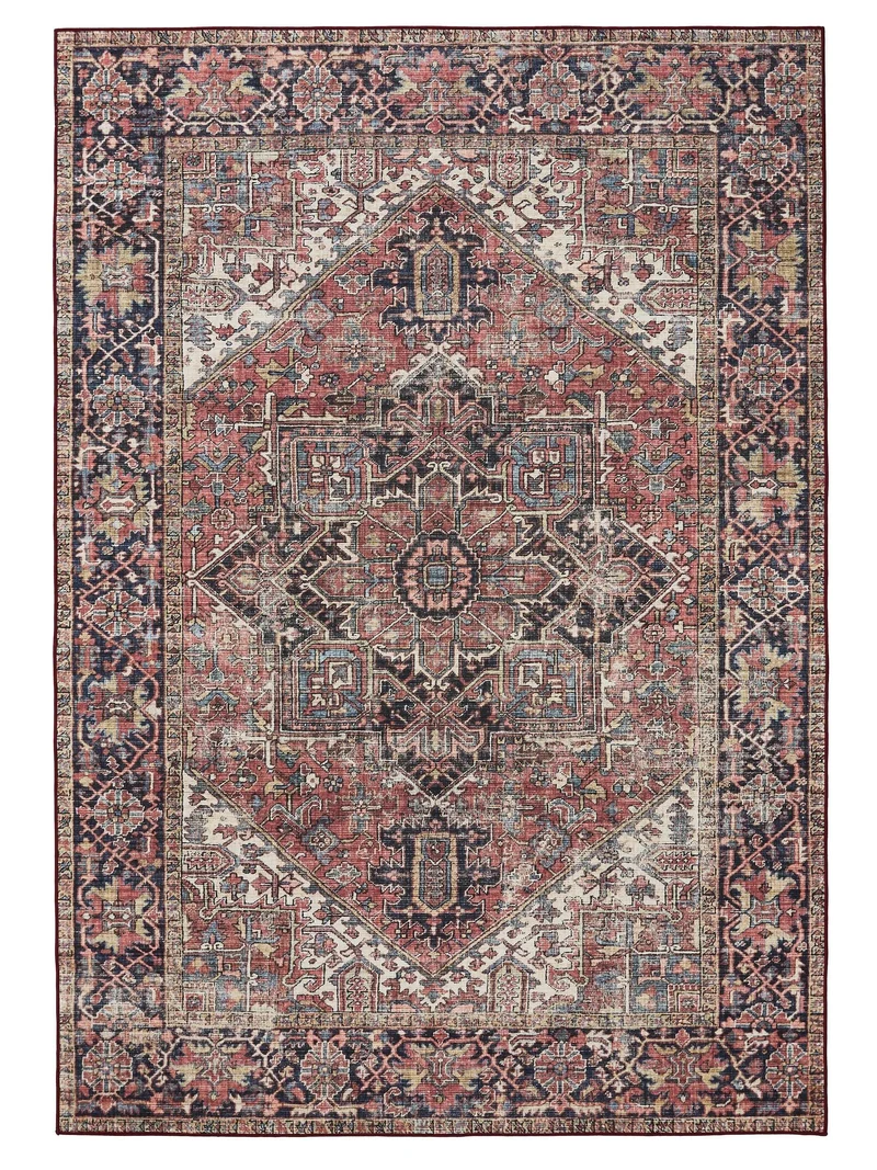 Tapis oriental multicolore tons bordeaux lavable 300x400 cm