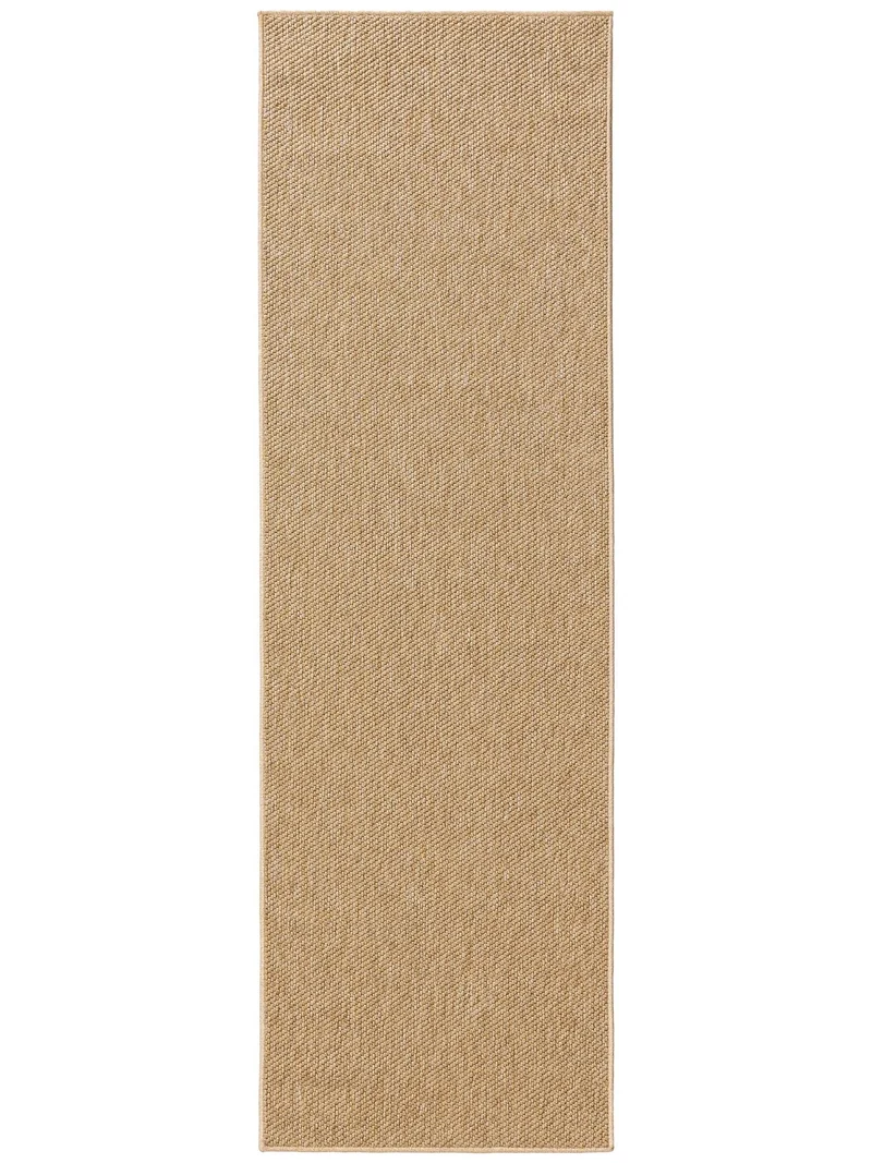 Tapis scandinave tressé à plat de couloir beige naturel d'intérieur et d'extérieur 80x250 cm
