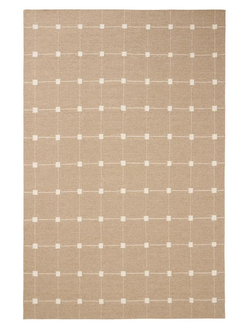 Tapis géométrique style minimaliste beige en laine 160x230 cm