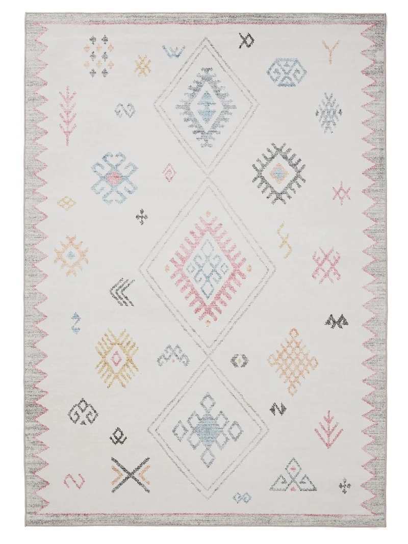 Tapis ethnique inspiration berbère multicolore lavable 160x230 cm