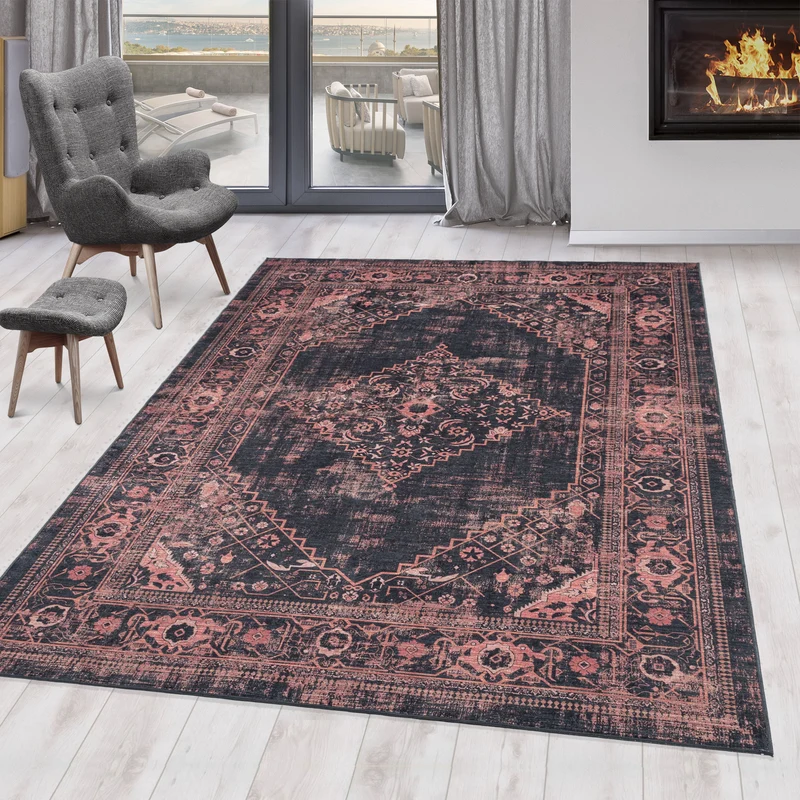 FIESTA - Tapis oriental effet vieilli rouge - FIE4301ROU