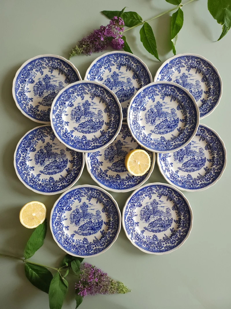 Assiettes à dessert Lunéville style anglais lot de 10
