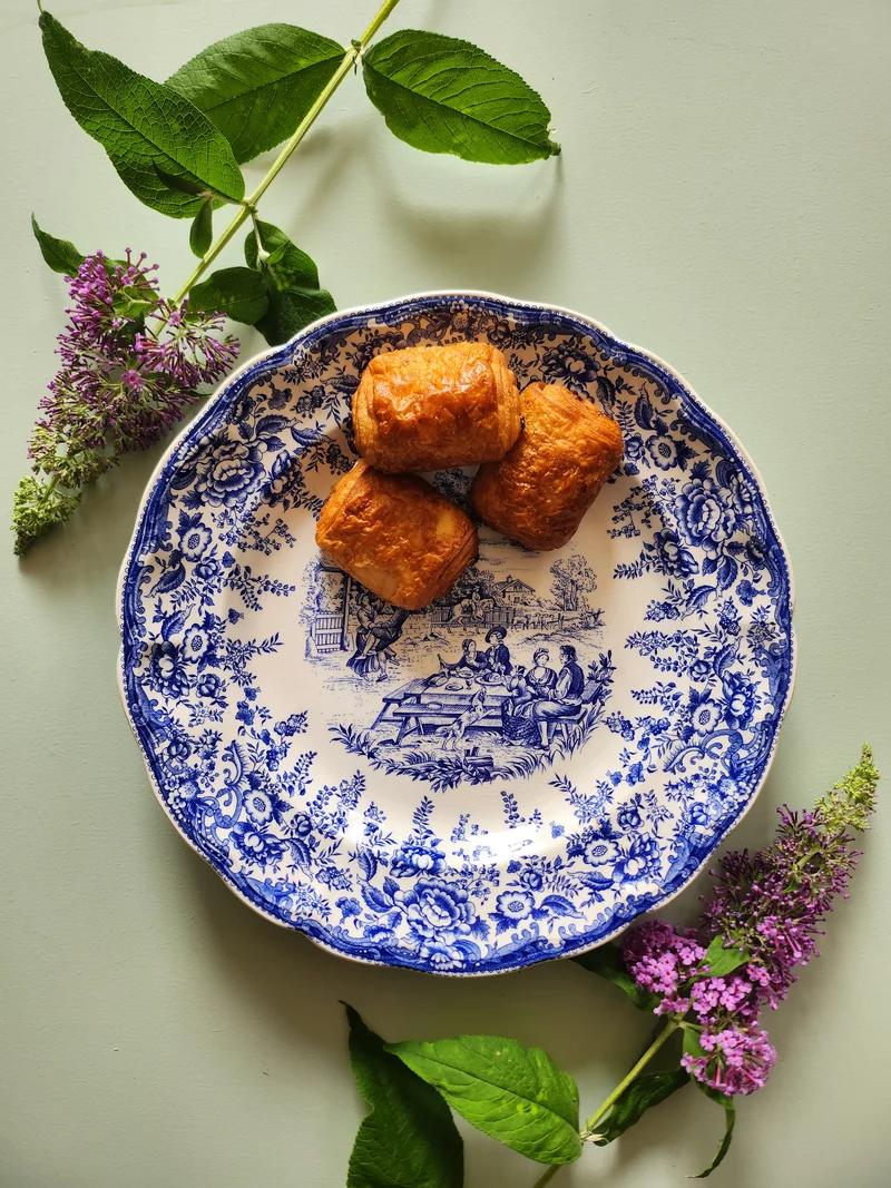 Plat rond en faïence Lunéville-décor bleu style anglais