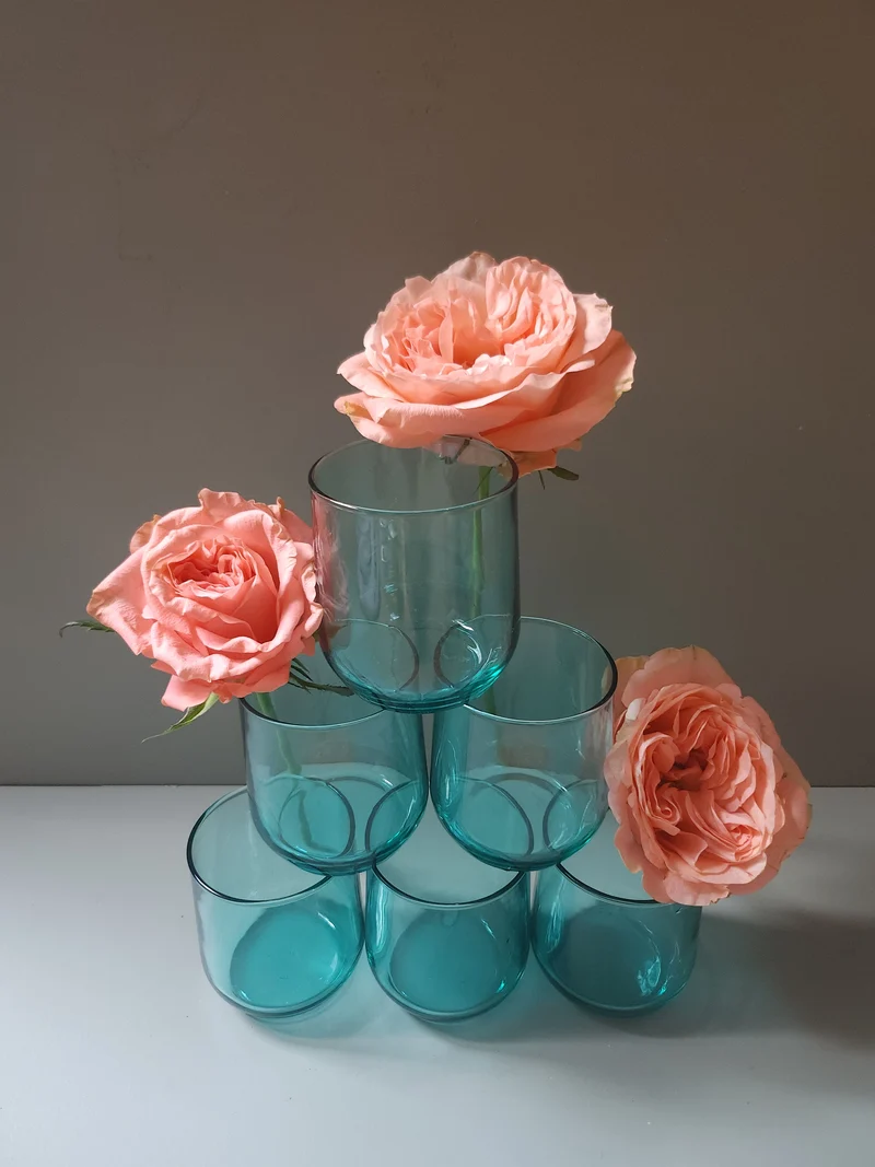 Verre à eau en verre teinté bleu lot de 6