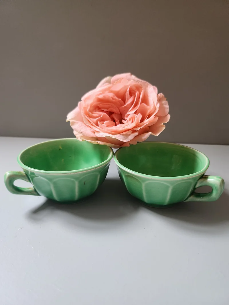 Tasses vertes en céramique lot de 2