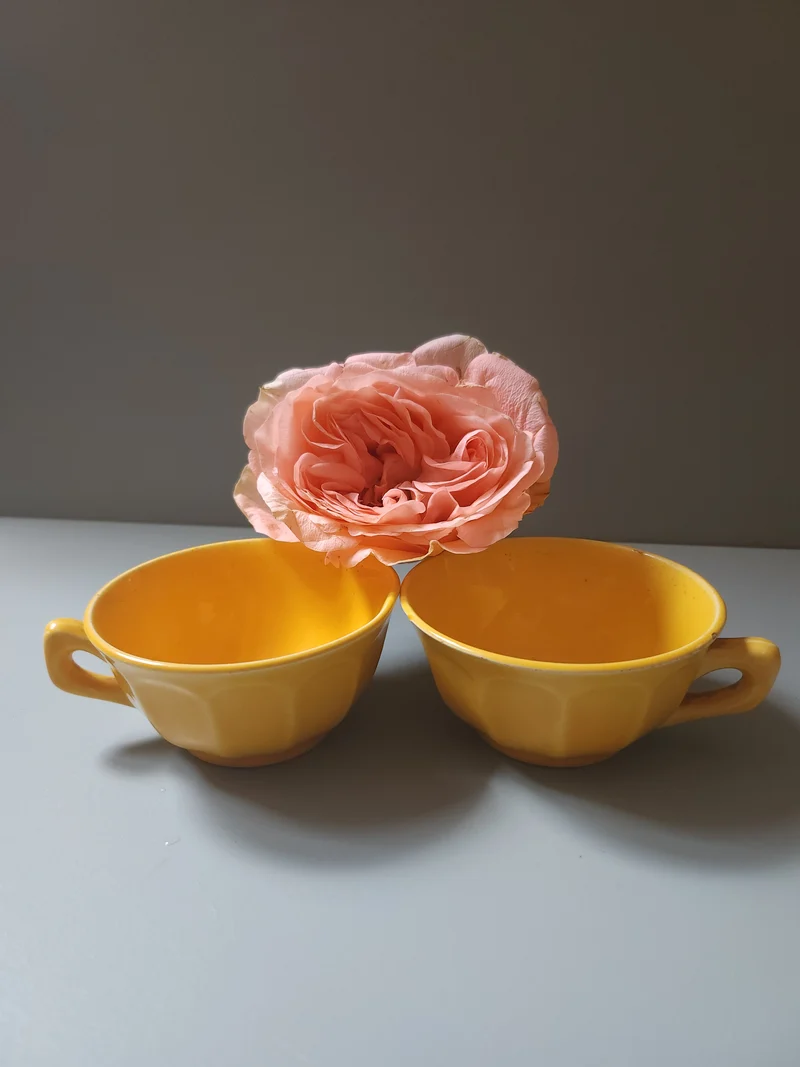 Tasses jaunes en céramique lot de 2