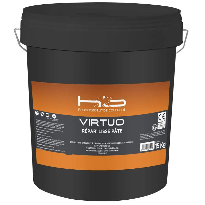 VIRTUO REPAR'LISSE PATE Enduit technique de rebouchage fin et fibré en pâte pour la préparation des façades avant peinture