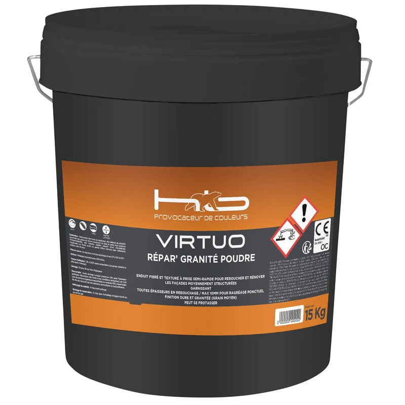 VIRTUO REPAR'GRANITE POUDRE Enduit technique fibré et texturé pour la préparation des façades avant peinture