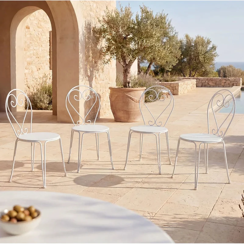 Lot de 4 chaises de jardin MYLIA Guermantes en métal blanc