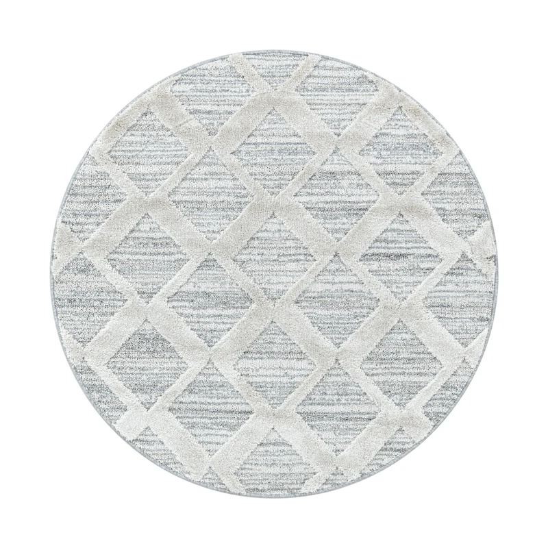 PISA - Tapis de salon rond à motif berbère gris - PIS4703GRI
