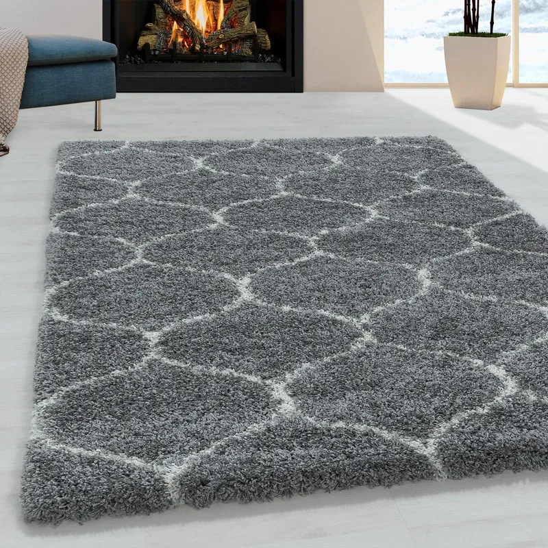 SALSA - Tapis shaggy à poils long berbère anthracite - SAL3201GRI