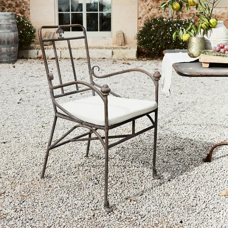 Chaise LOBERON Maidis en fer forgé marron vieilli