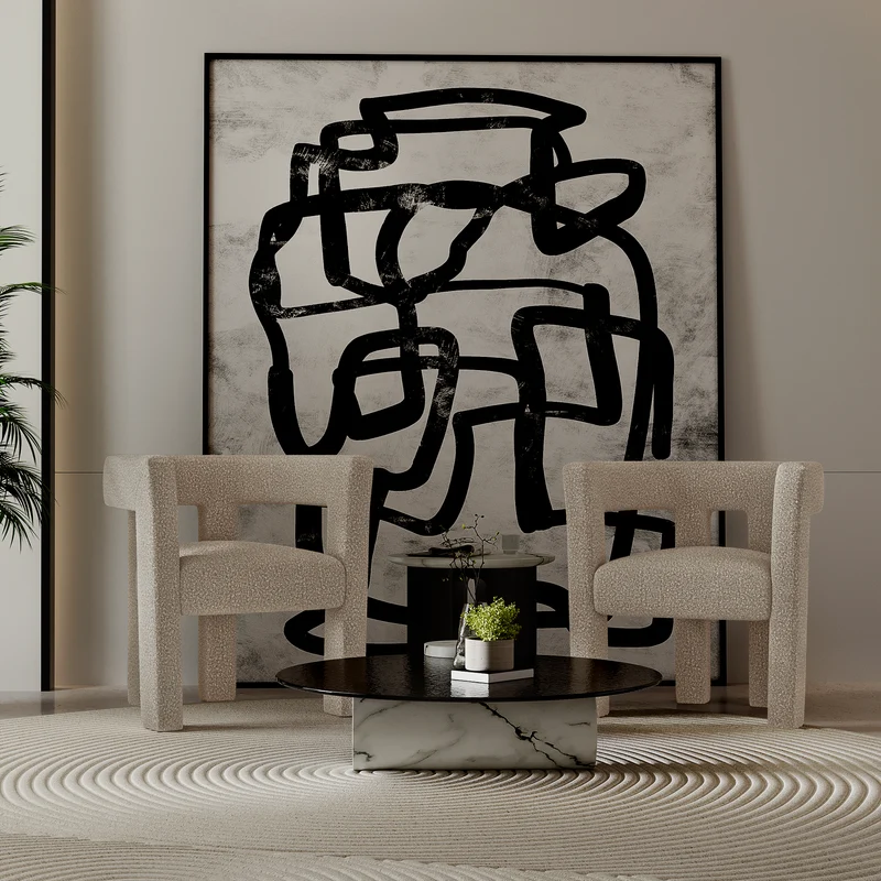 Fauteuil de salle à manger SIA HOME Alya en tissu bouclette taupe
