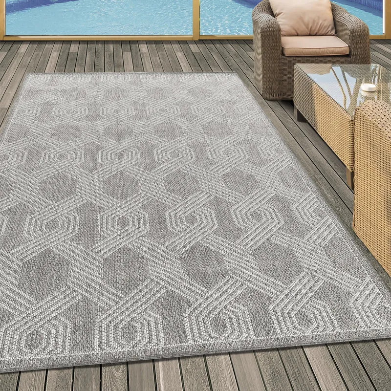 ARUBA - Tapis intérieur / extérieur à motif graphique gris - ARU4904GRI