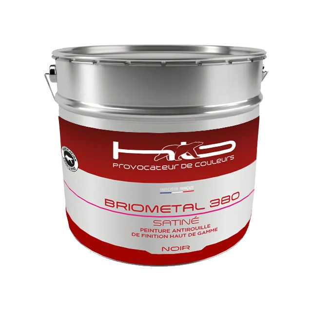 BRIOMETAL 380 SATIN NOIR Peinture de finition satinée haute gamme pour métaux ferreux et boiseries