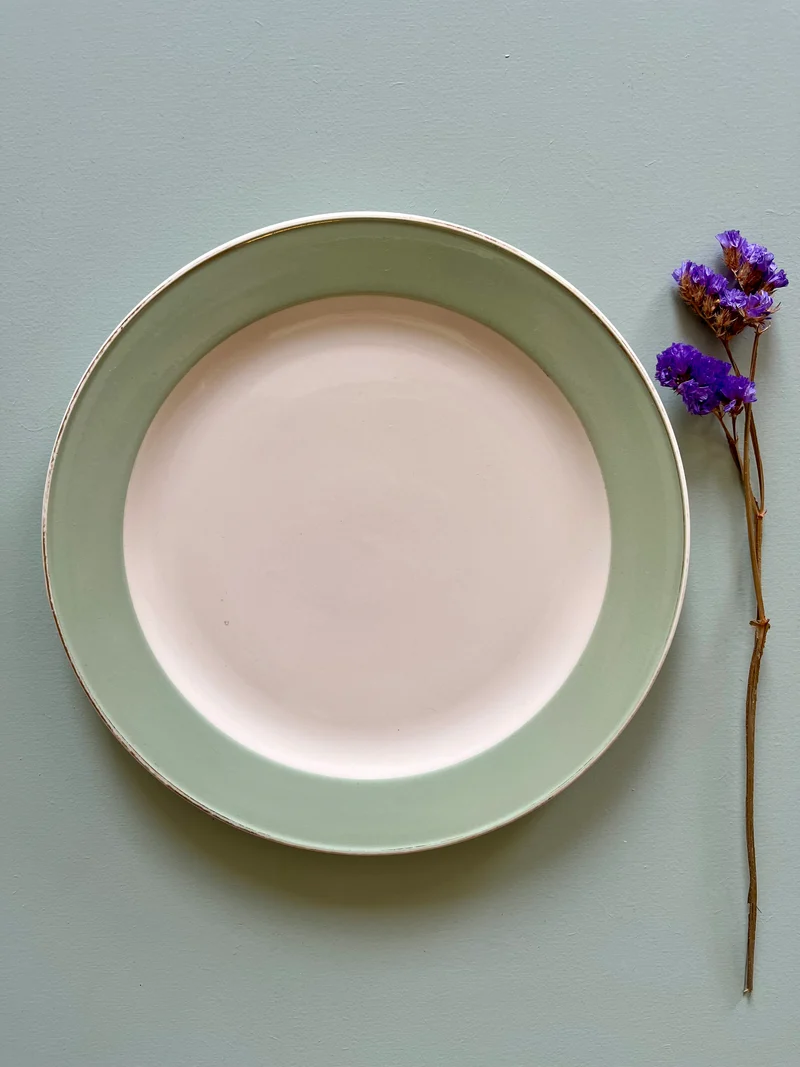 Grande assiette - plat Villeroy et Boch bord vert
