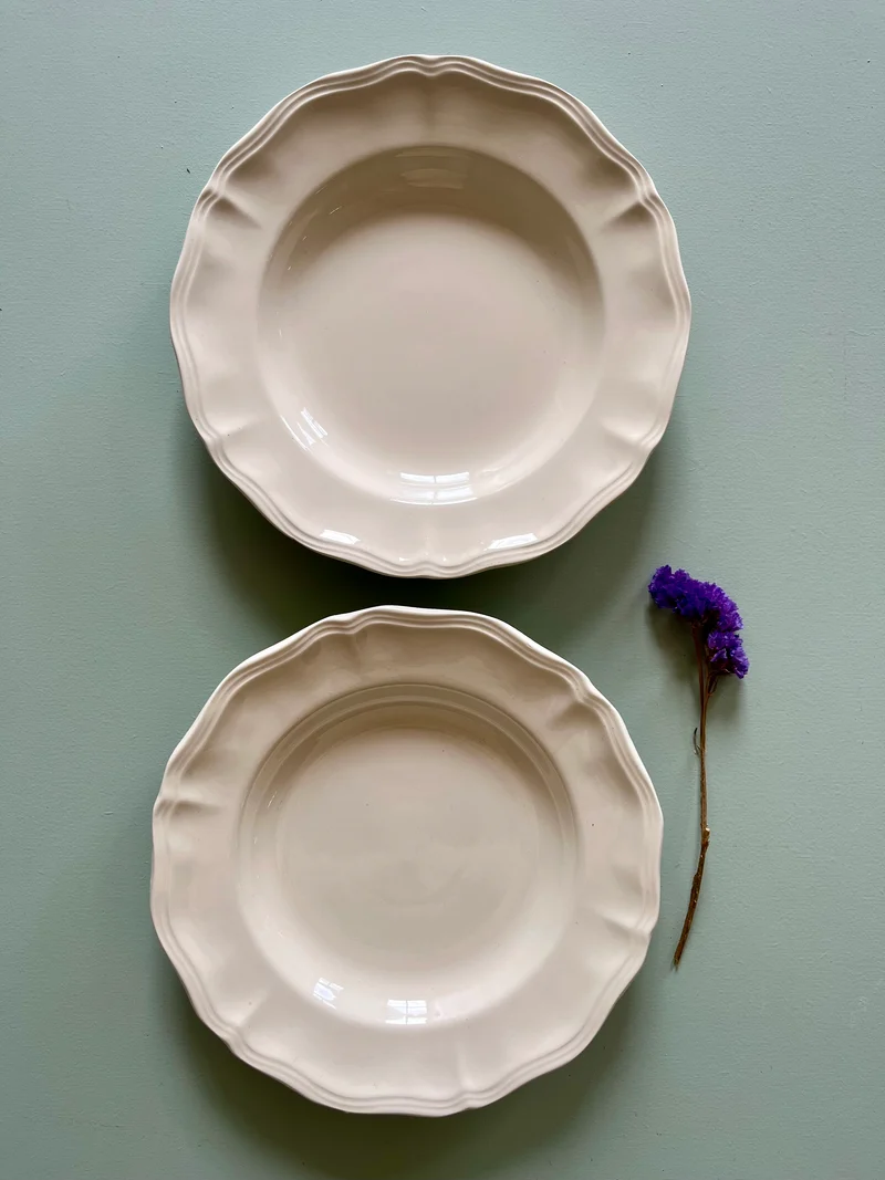 Assiettes creuses Sarreguemines beige- lot de 2
