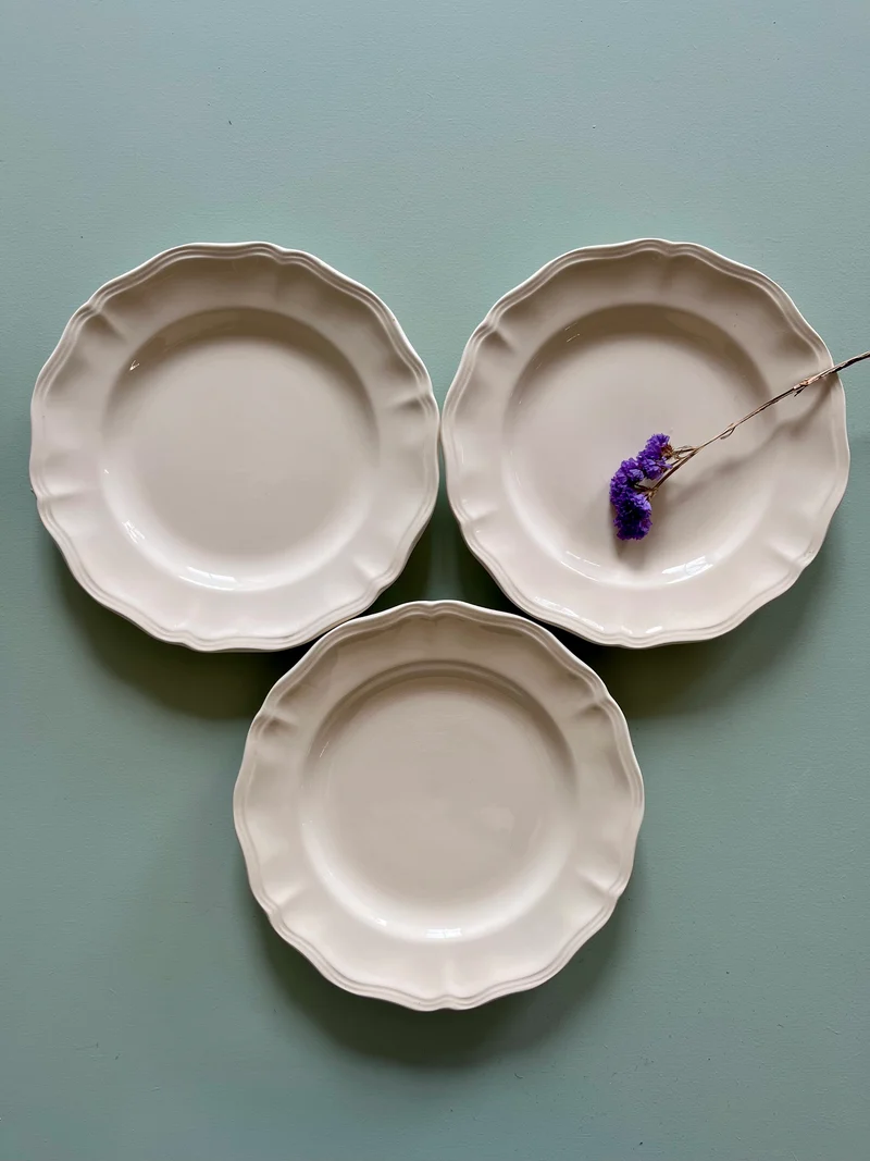 Assiettes plates Sarreguemines crème - lot de 3
