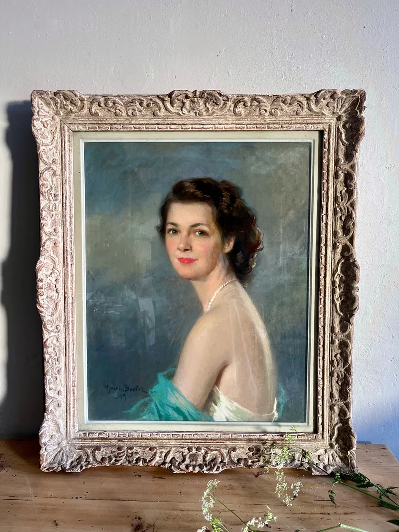 Portrait ancien de femme au pastel-Cyprien Boulet