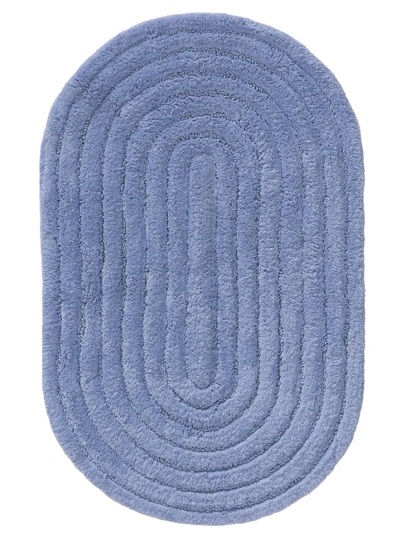 Tapis géométrique de bain bleu lavande en coton 70x120 cm