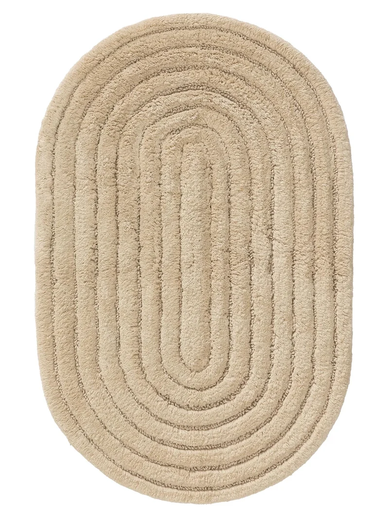 Tapis géométrique de bain beige en coton 50x80 cm
