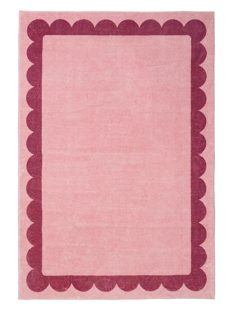 Tapis moderne encadrement retro rose et fushia 160x230 cm