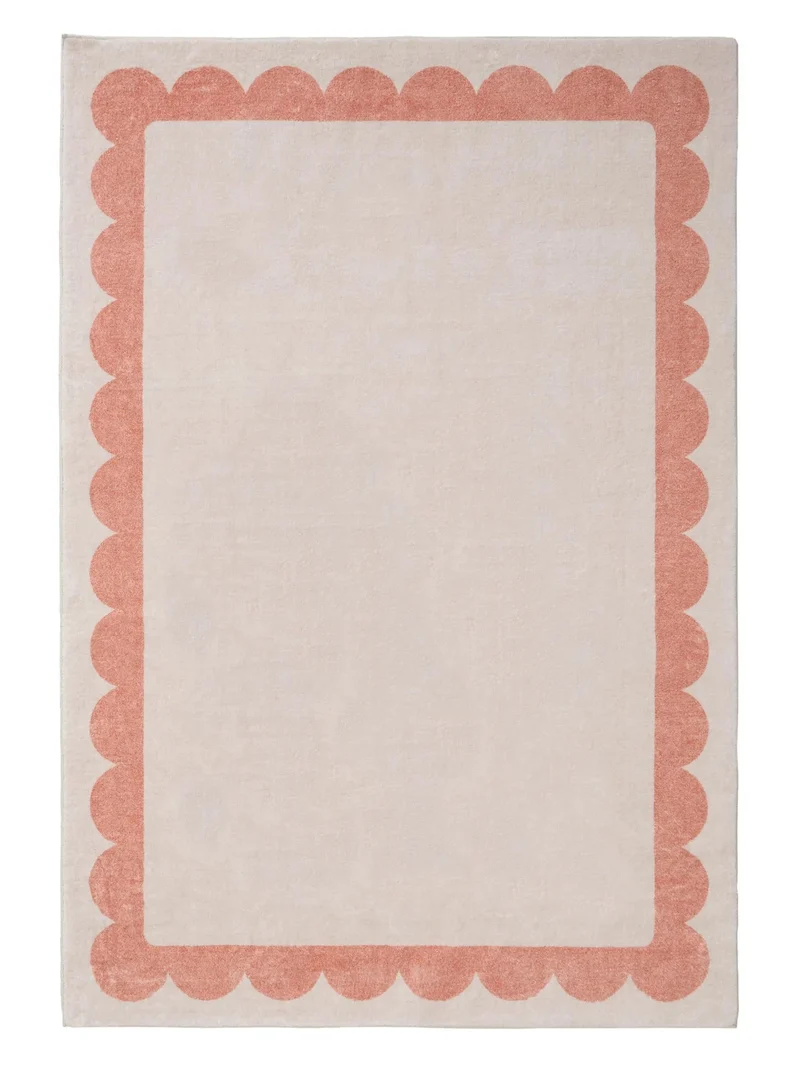 Tapis moderne encadrement retro beige et orange 120x170 cm