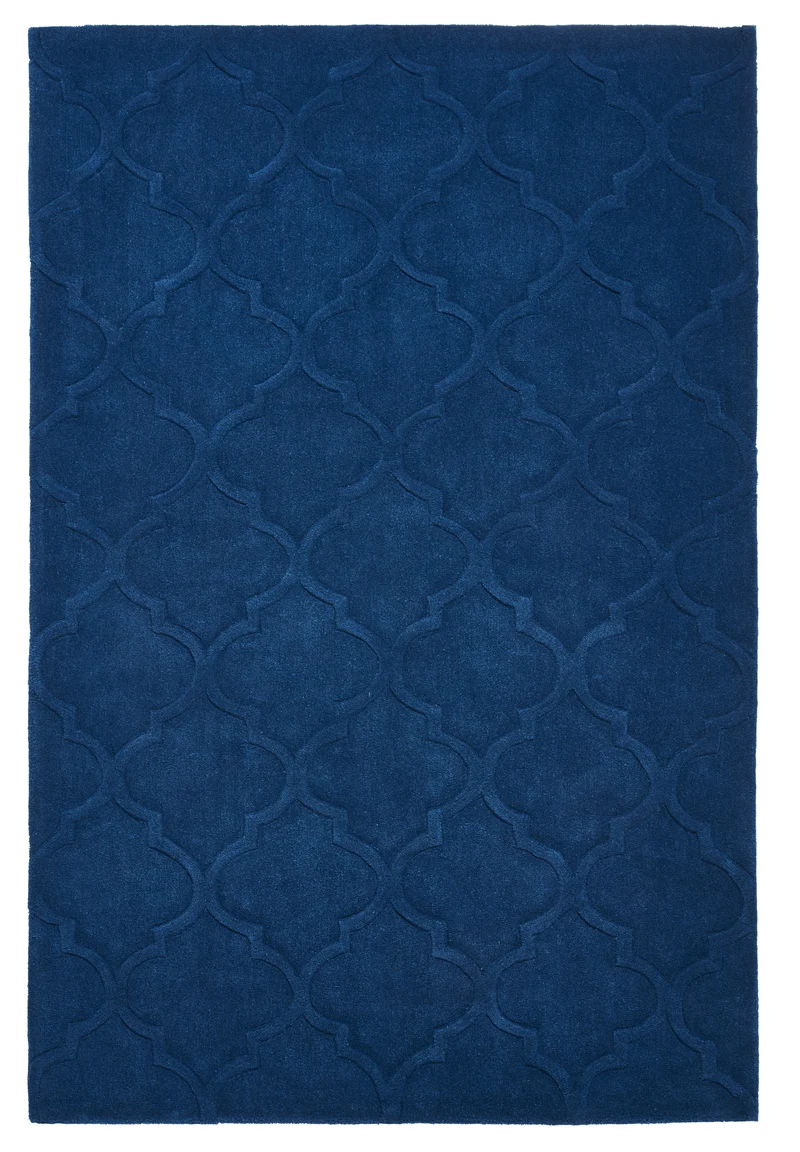 Tapis Uni Bleu foncé motif baroque tufté main HONG KONG