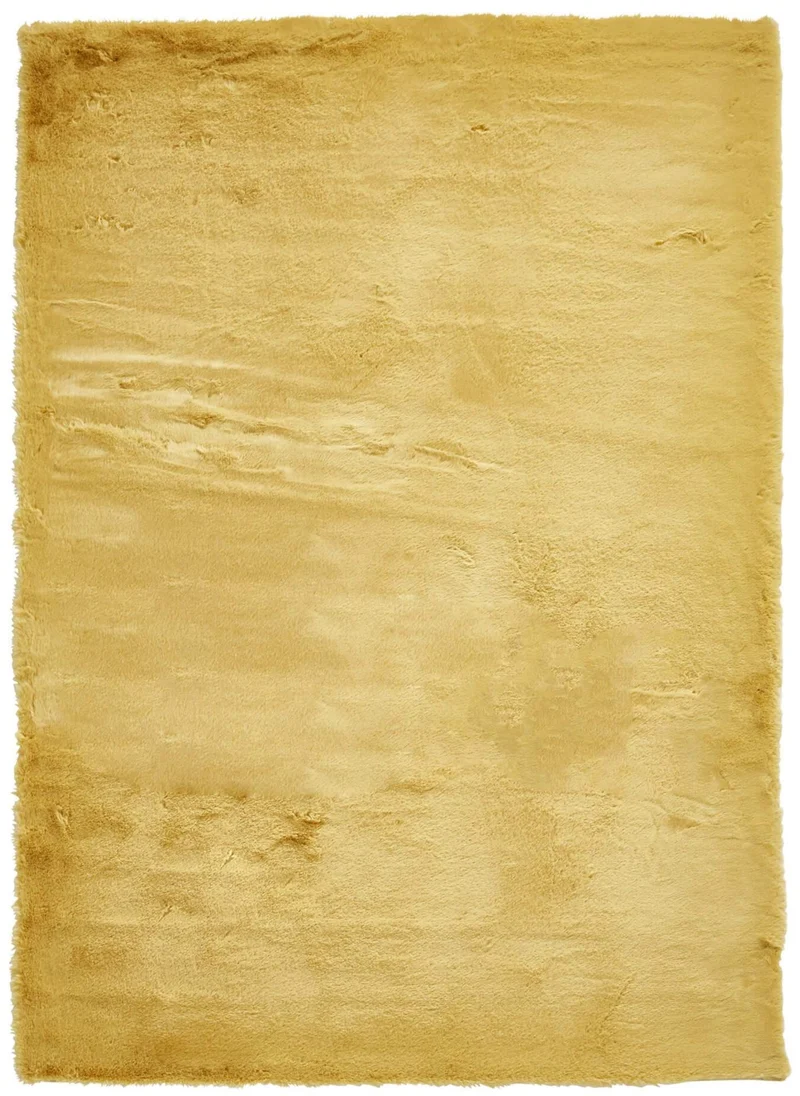 Tapis Shaggy Jaune uni en polyester TEDDY