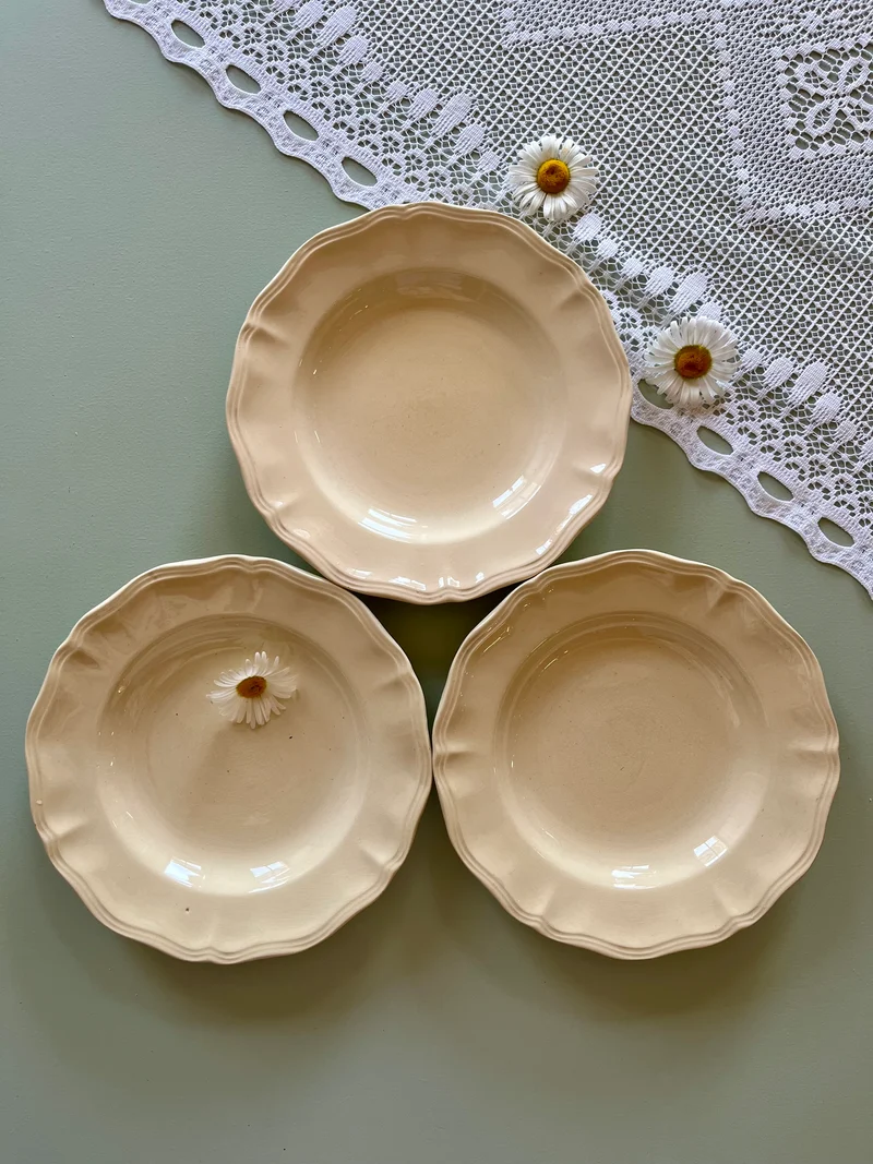 Assiettes creuses Sarreguemines beige- lot de 3
