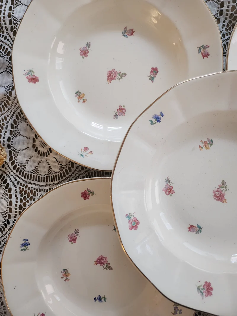 Assiettes semi-creuses Sarreguemines à fleurs-lot de 6