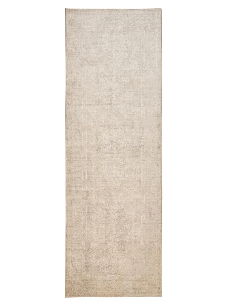 Tapis vintage oriental de couloir crème et beige 80x240 cm