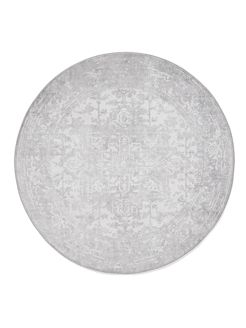 Tapis vintage oriental rond gris clair 160 cm de diamètre
