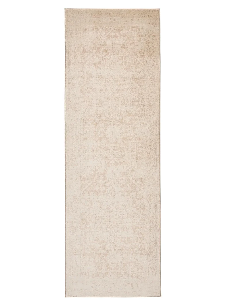 Tapis vintage oriental de couloir beige 80x240 cm