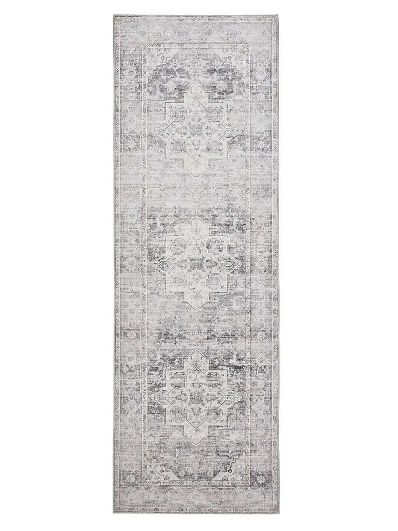 Tapis vintage oriental de couloir gris 80x240 cm