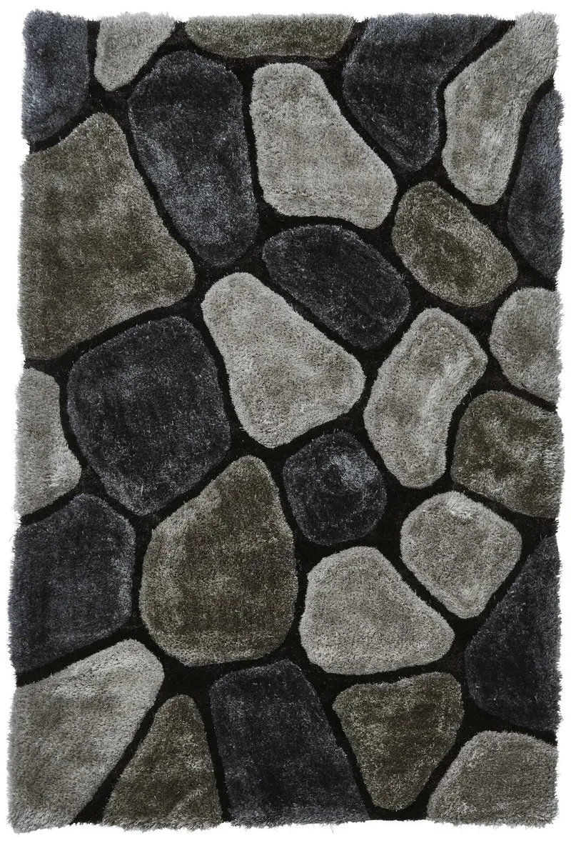 Tapis shaggy gris foncé graphique acrylique NOBLE HOUSE NH5858