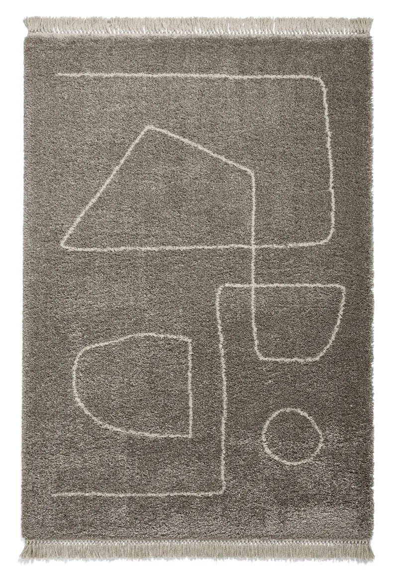 Tapis Shaggy Gris Graphique BOHO A474