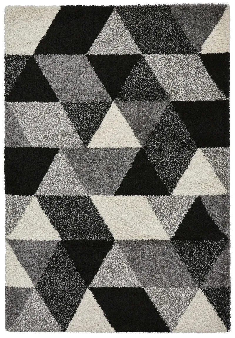 Tapis Scandinave noir et blanc shaggy ROYAL NOMADIC