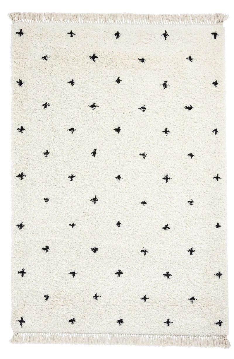 Tapis Shaggy Blanc Ethnique BOHO A475