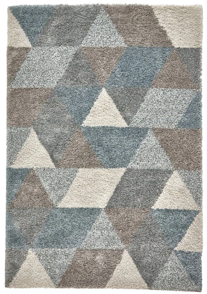 Tapis Scandinave bleu et gris shaggy ROYAL NOMADIC